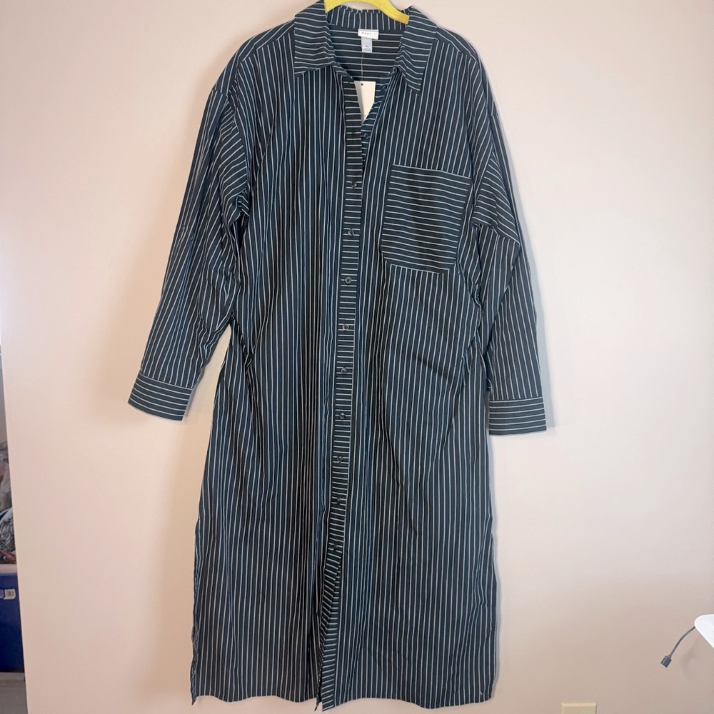 A NEW DAY NWT Women's Versatile Long Sleeve Midi Black/White Striped XL